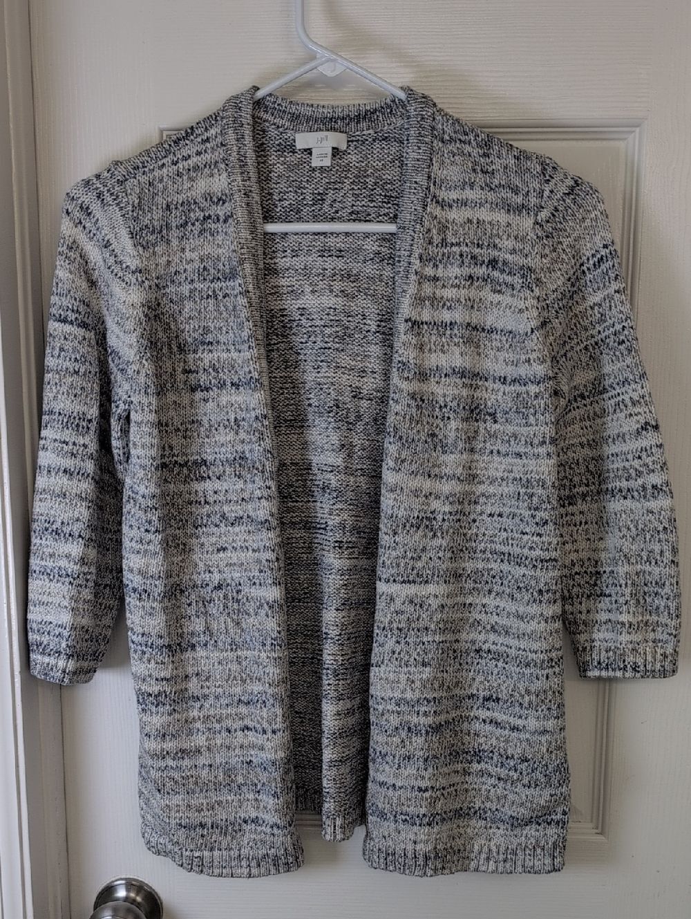 J. Jill Marled Gray Open-Front Cardigan 100% Cotton